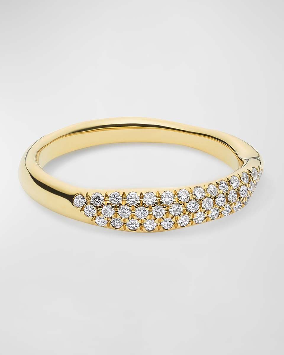 Squiggle Band Ring in 18K Gold with Diamonds