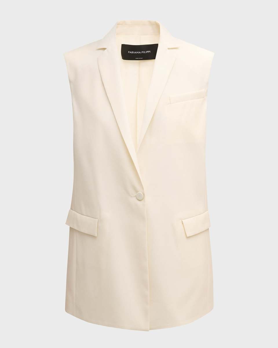 Single-Button Straight Wool-Silk Vest