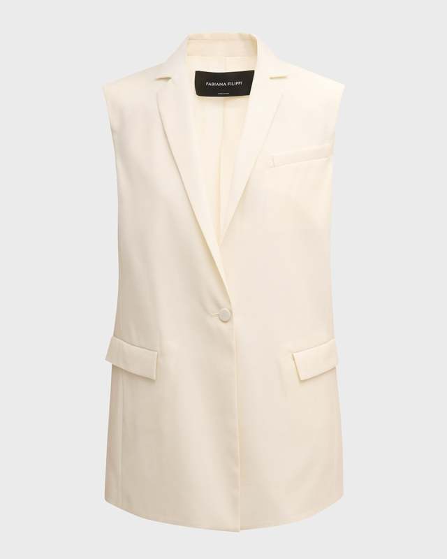 Single-Button Straight Wool-Silk Vest