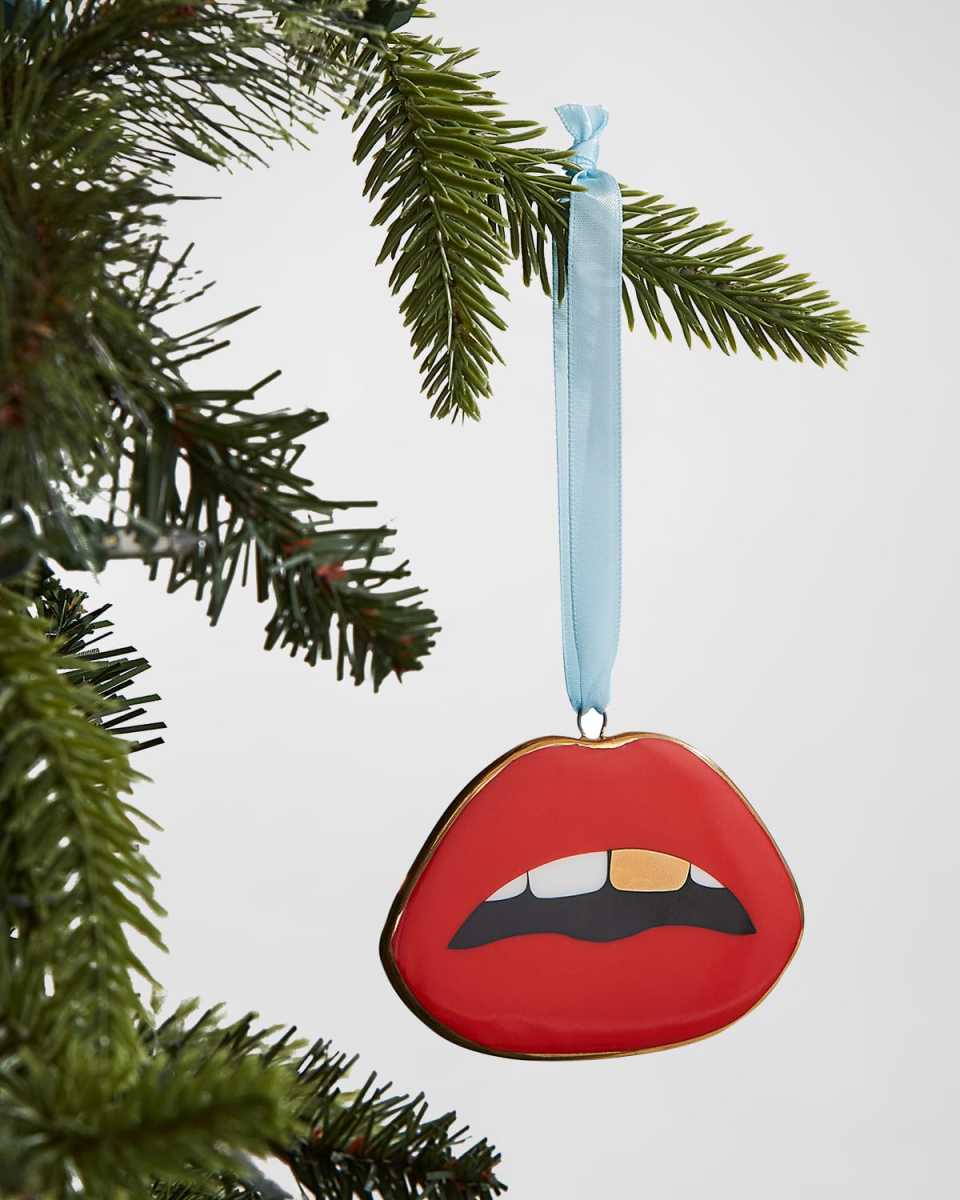 Lips Bling Christmas Ornament