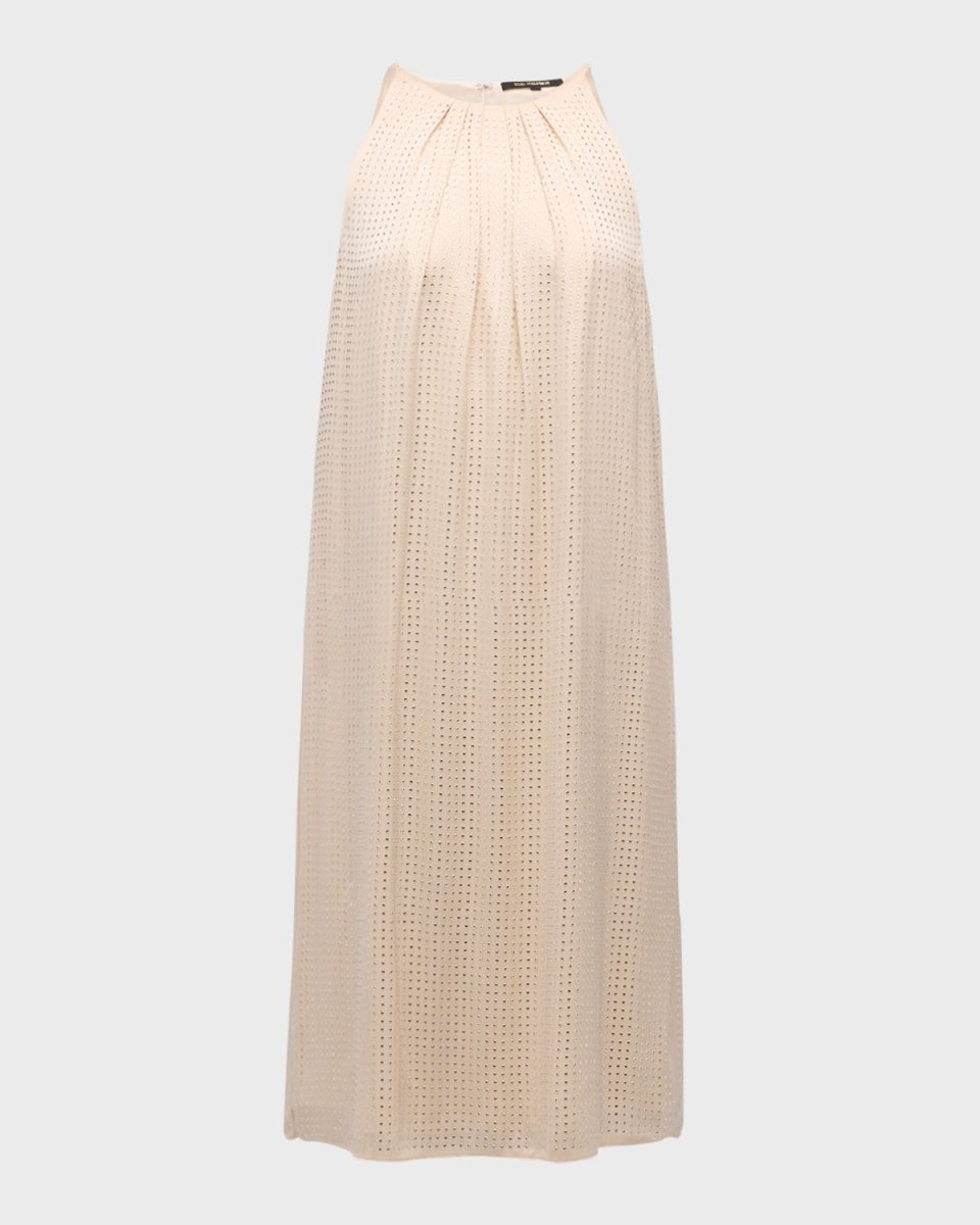 Brenna Pleated Rhinestone Halter Midi Dress