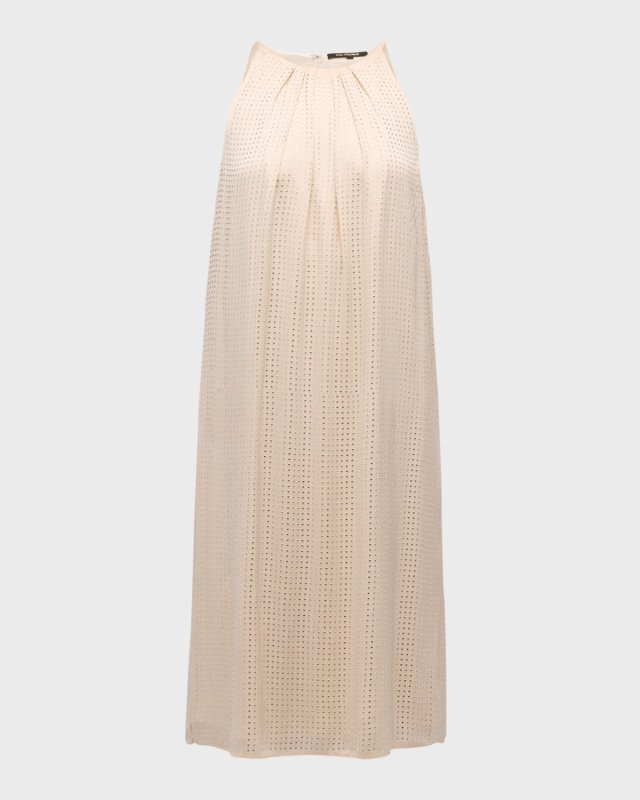 Brenna Pleated Rhinestone Halter Midi Dress