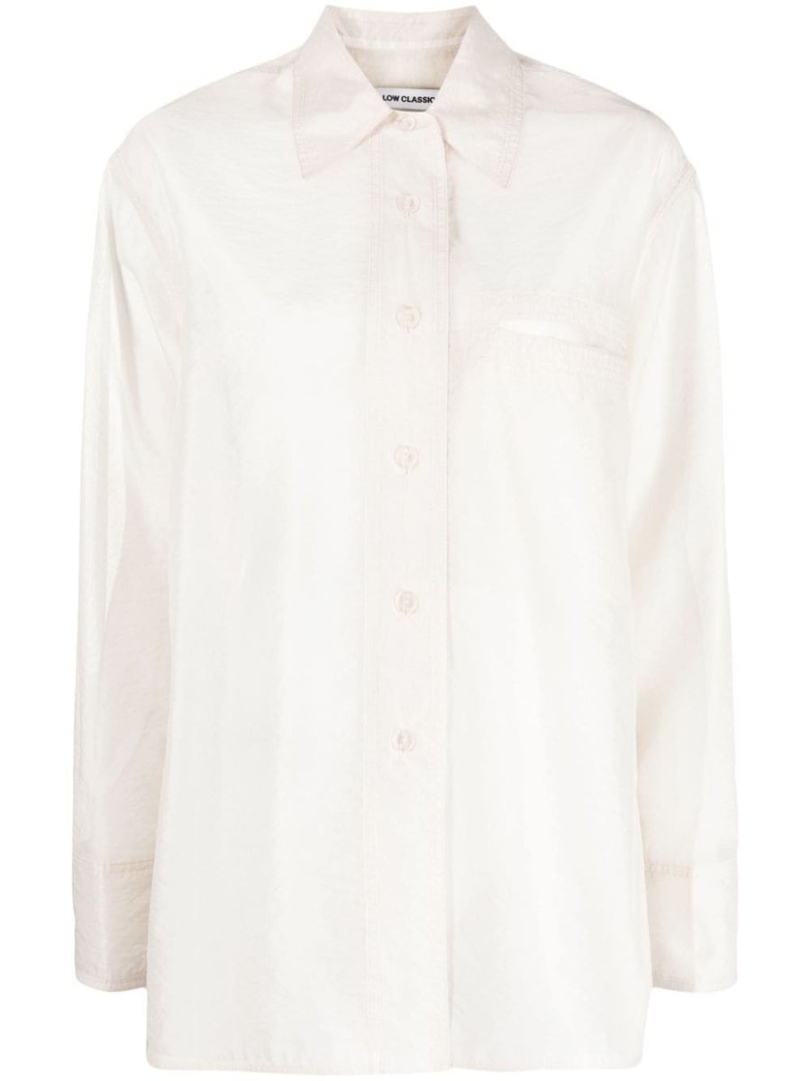 semi-sheer buttoned shirt