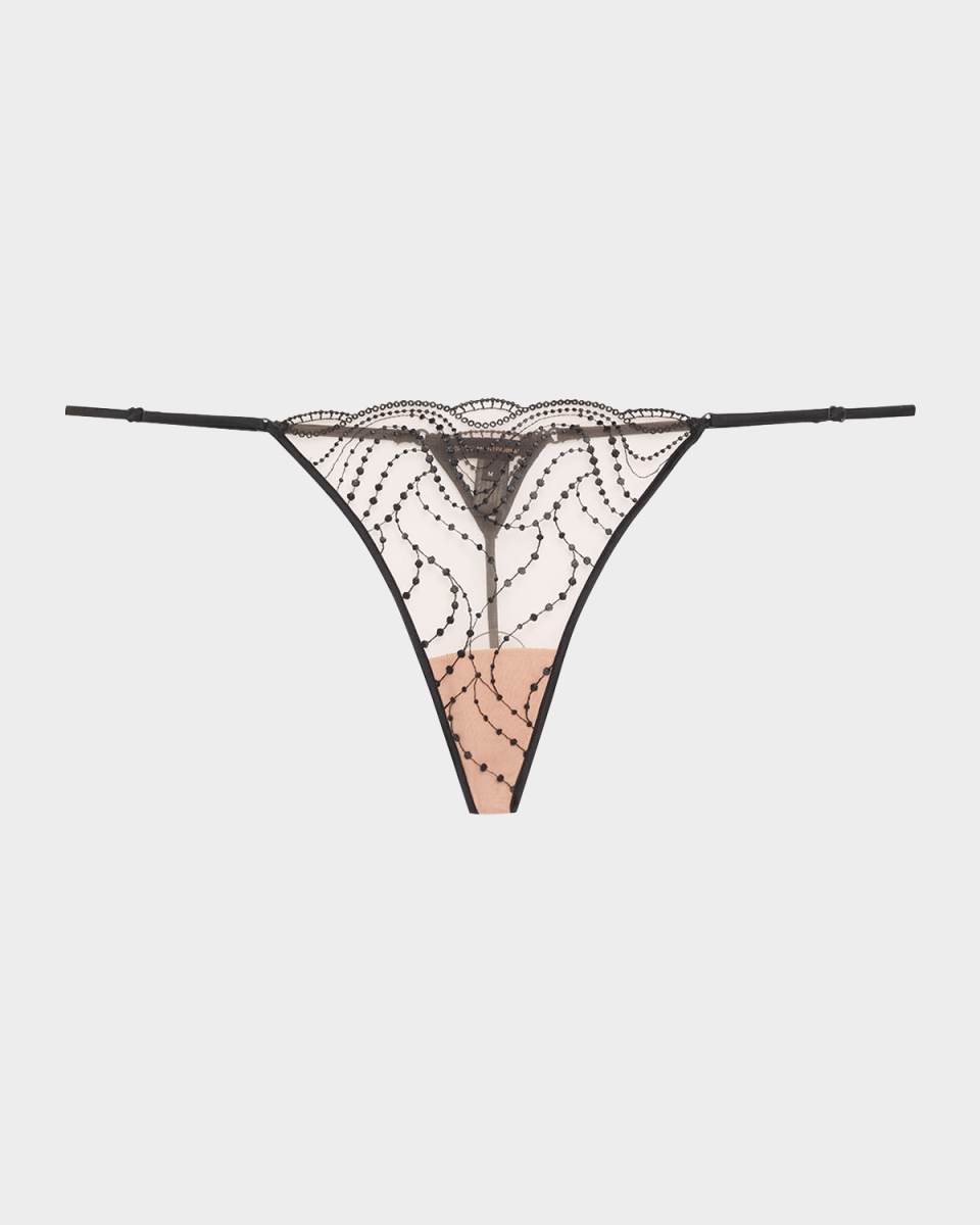 Ondule Embroidered Tulle G-String