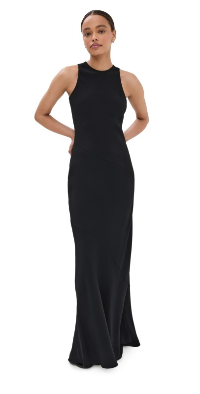 AMI Long Dress with Bias Cut Black