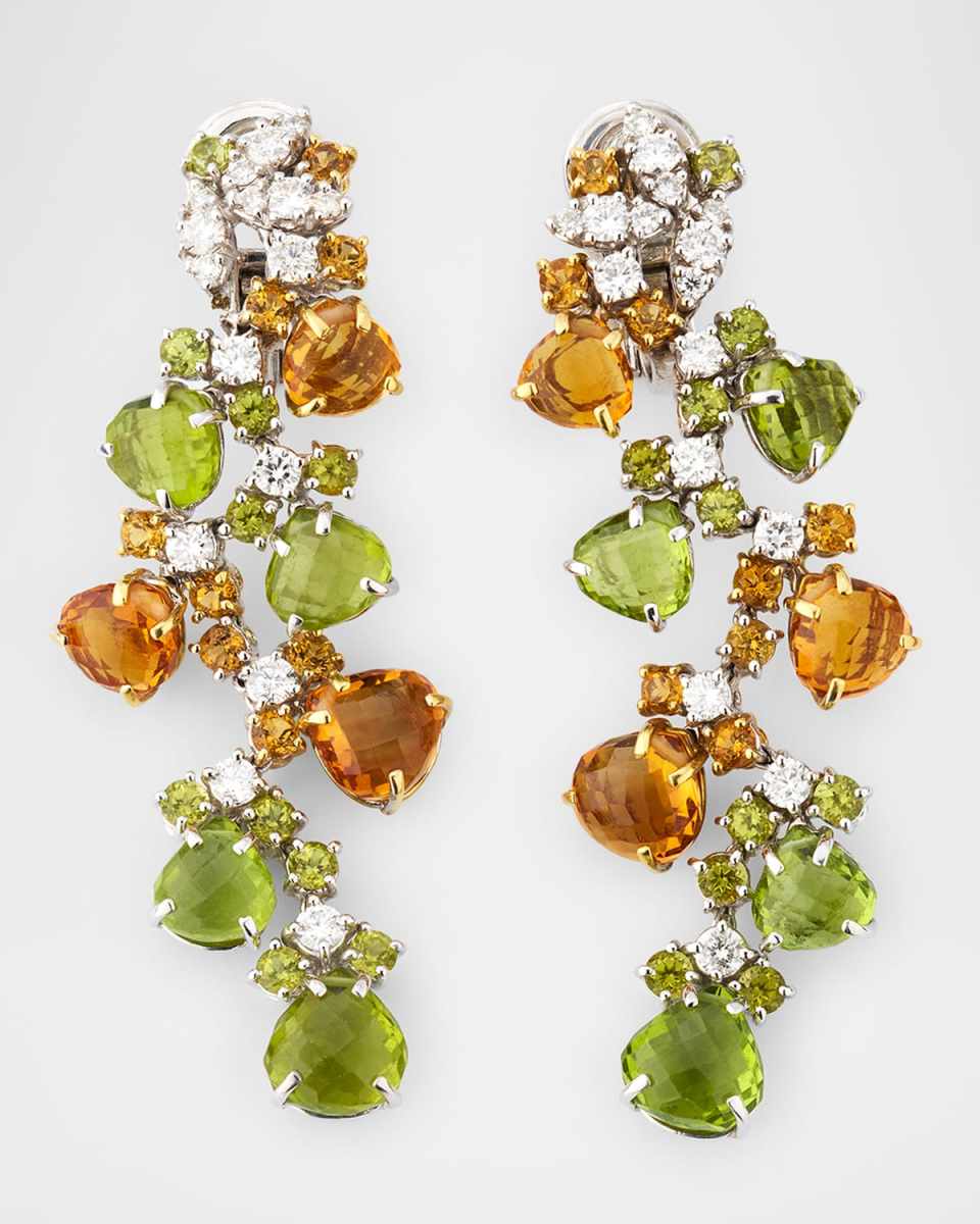 Diamond, Citrine and Peridot Earrings