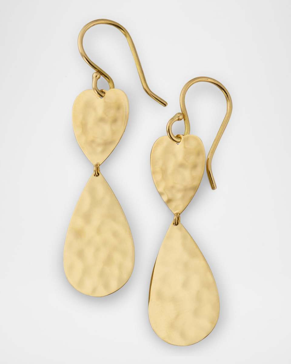 Classico Crinkle Heart and Teardrop Dangle Earrings in 18K Gold