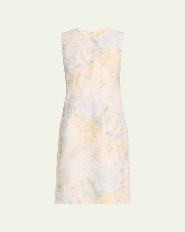 Harpson Sleeveless Fern-Print Midi Dress