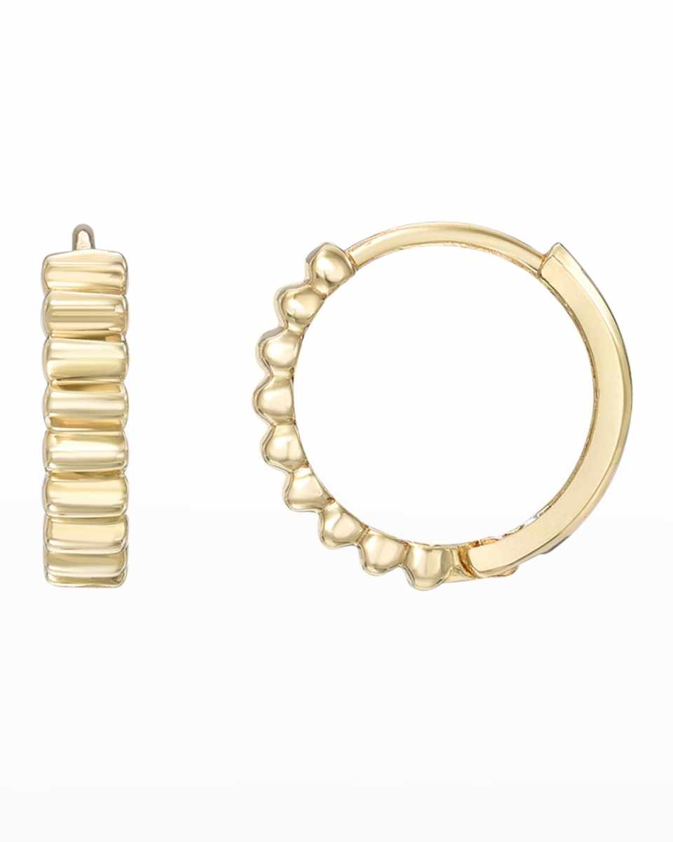 14k Gold Notched Huggie Earrings