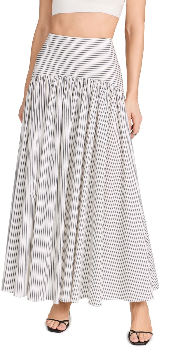 STAUD Procida Skirt Ivory Micro Stripe