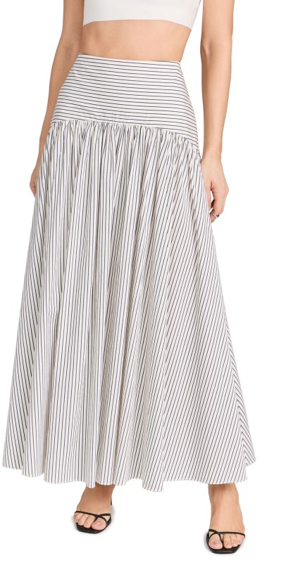 STAUD Procida Skirt Ivory Micro Stripe