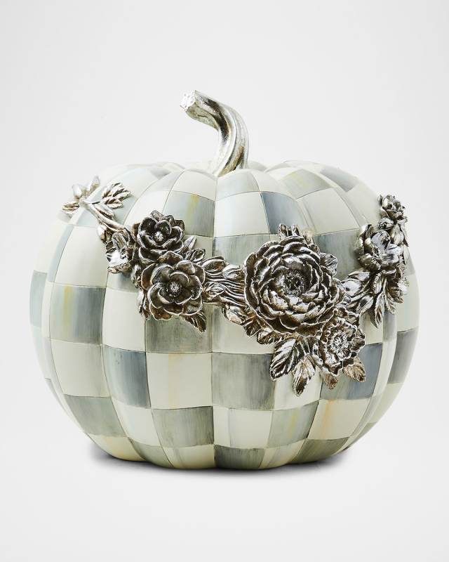 Sterling Check Silver Floral Garland Pumpkin