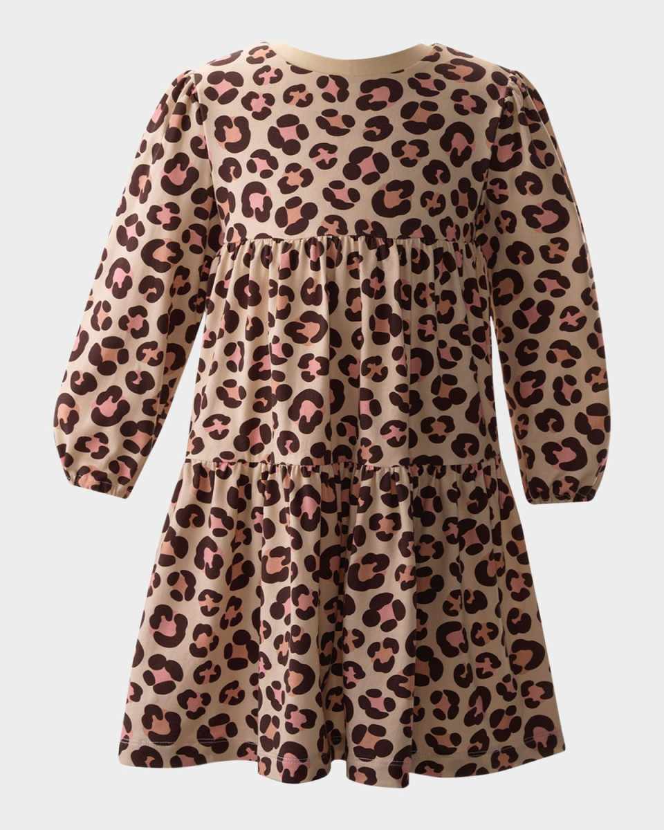 Girl's Leopard-Print Tiered Jersey Dress, Size 2-14