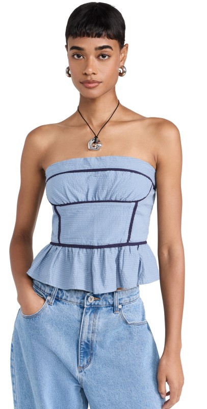 Free People Tara Tube Top Faded Denim