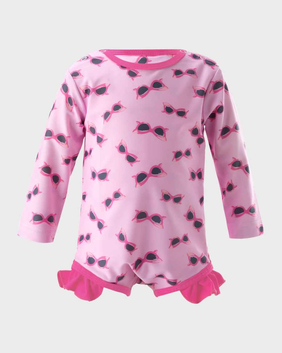 Girl's Sunglasses Frill Rash Guard Swimsuit, Size 6M-24