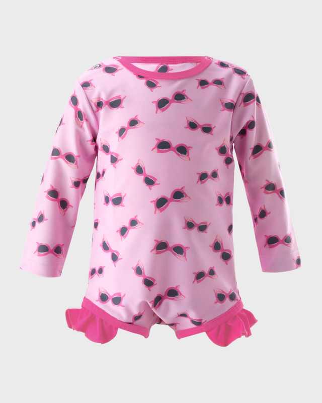 Girl's Sunglasses Frill Rash Guard Swimsuit, Size 6M-24