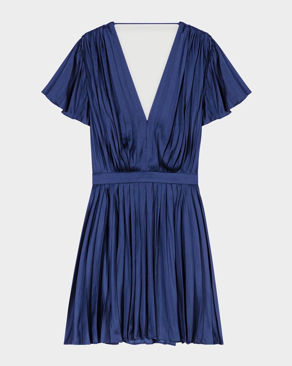 Revillae Pleated Satin Mini Dress