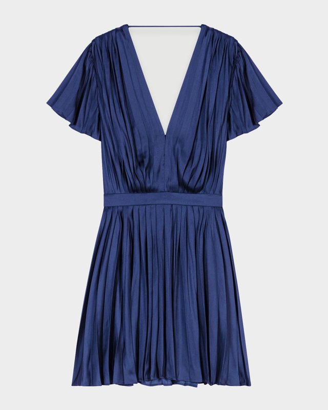 Revillae Pleated Satin Mini Dress