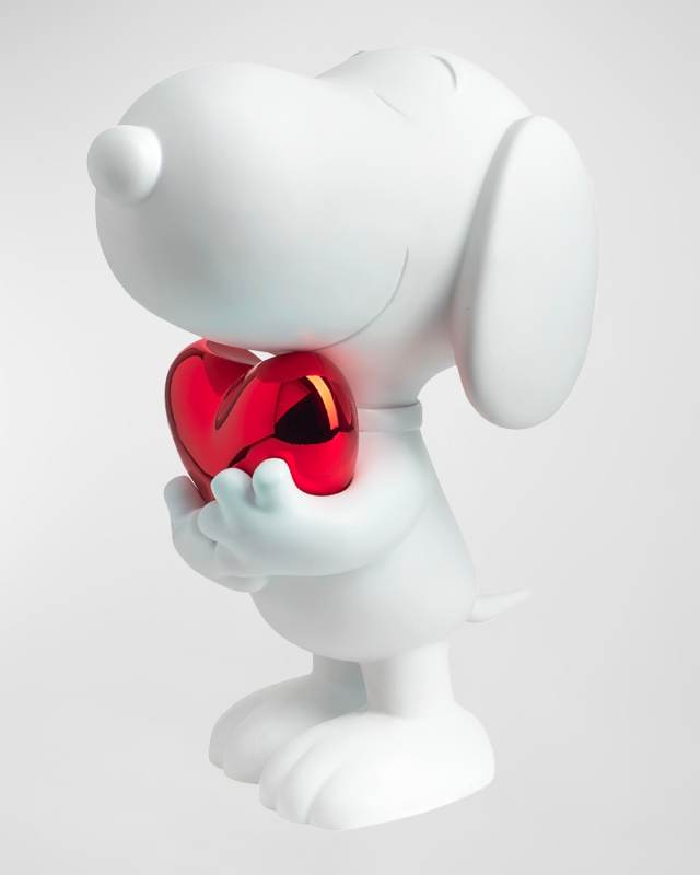 Snoopy Heart Figurine - Glossy White and Chrome Red
