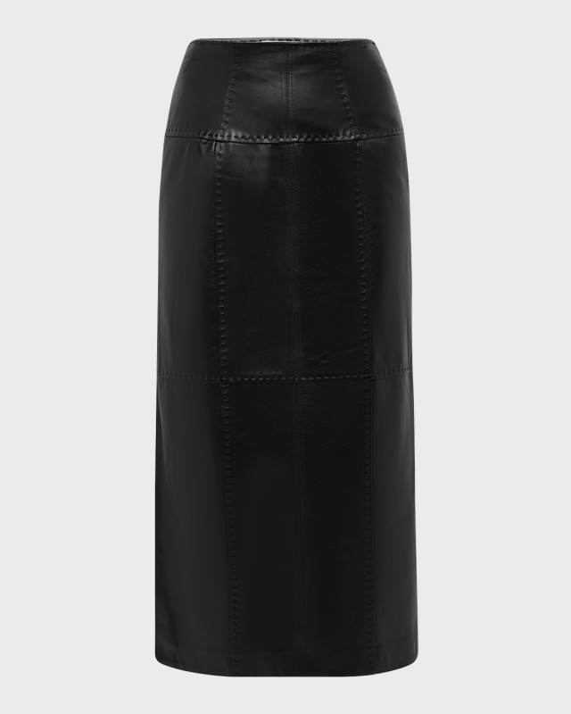 Enid Lambskin Leather Midi Skirt