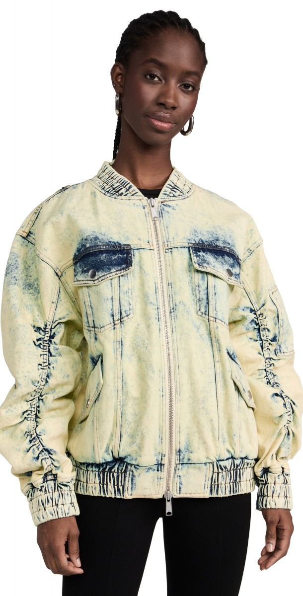 AKNVAS Thea Denim Bomber Jacket Yellow