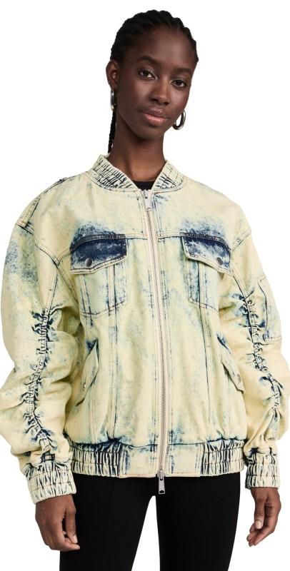 AKNVAS Thea Denim Bomber Jacket Yellow