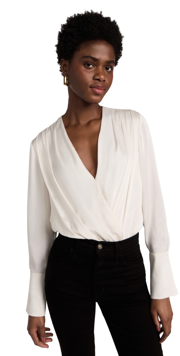 Favorite Daughter The Date Blouse Thong Bodysuit Ivory