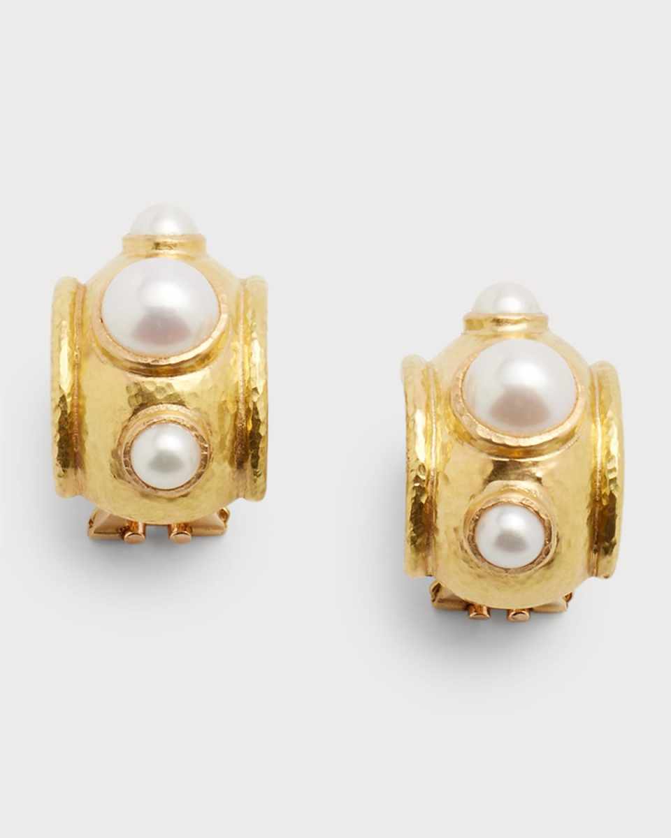 19k Medium Vertical Oval Pearl Earrings