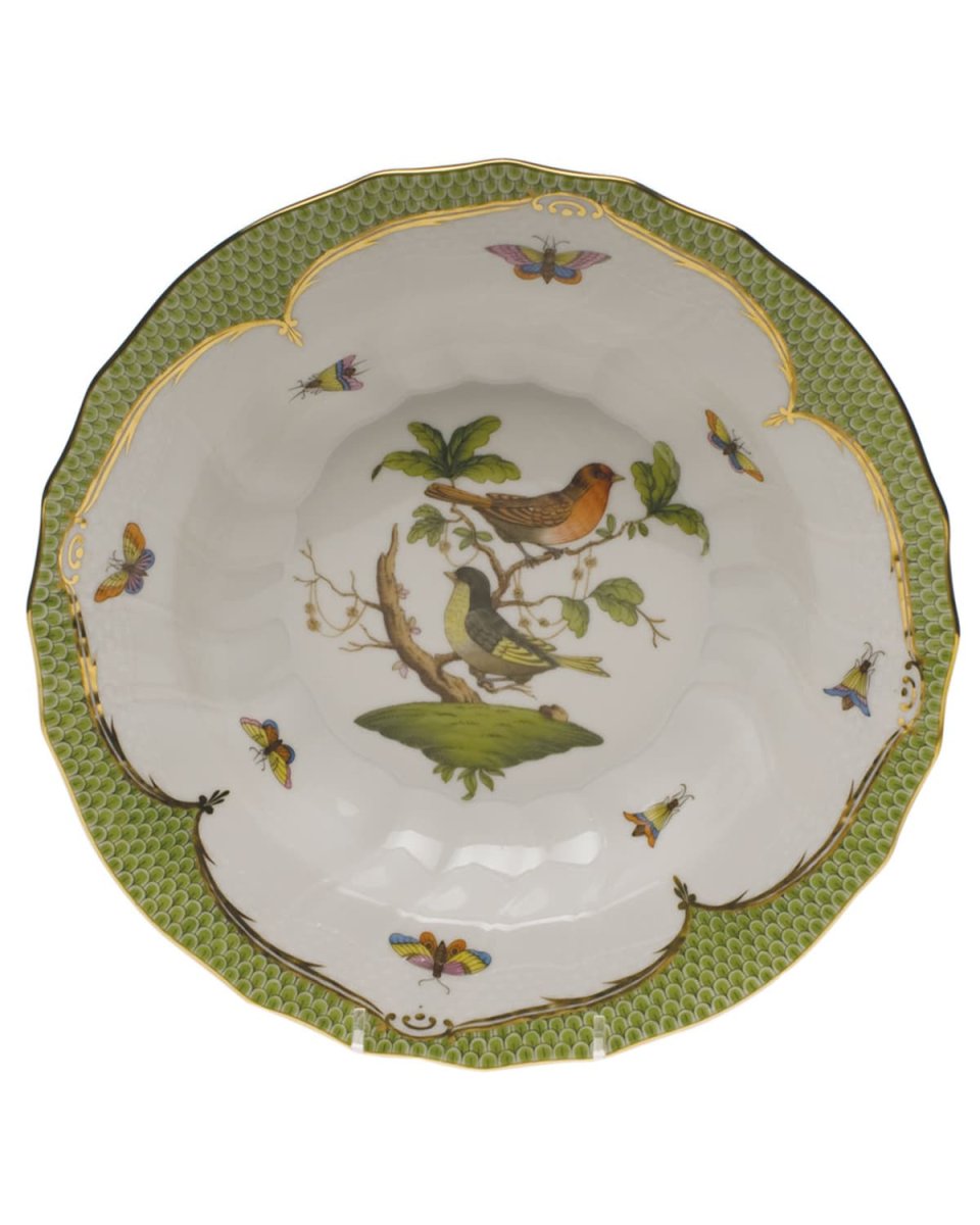 Rothschild Bird Green Motif 03 Rim Soup Bowl