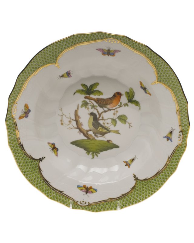 Rothschild Bird Green Motif 03 Rim Soup Bowl