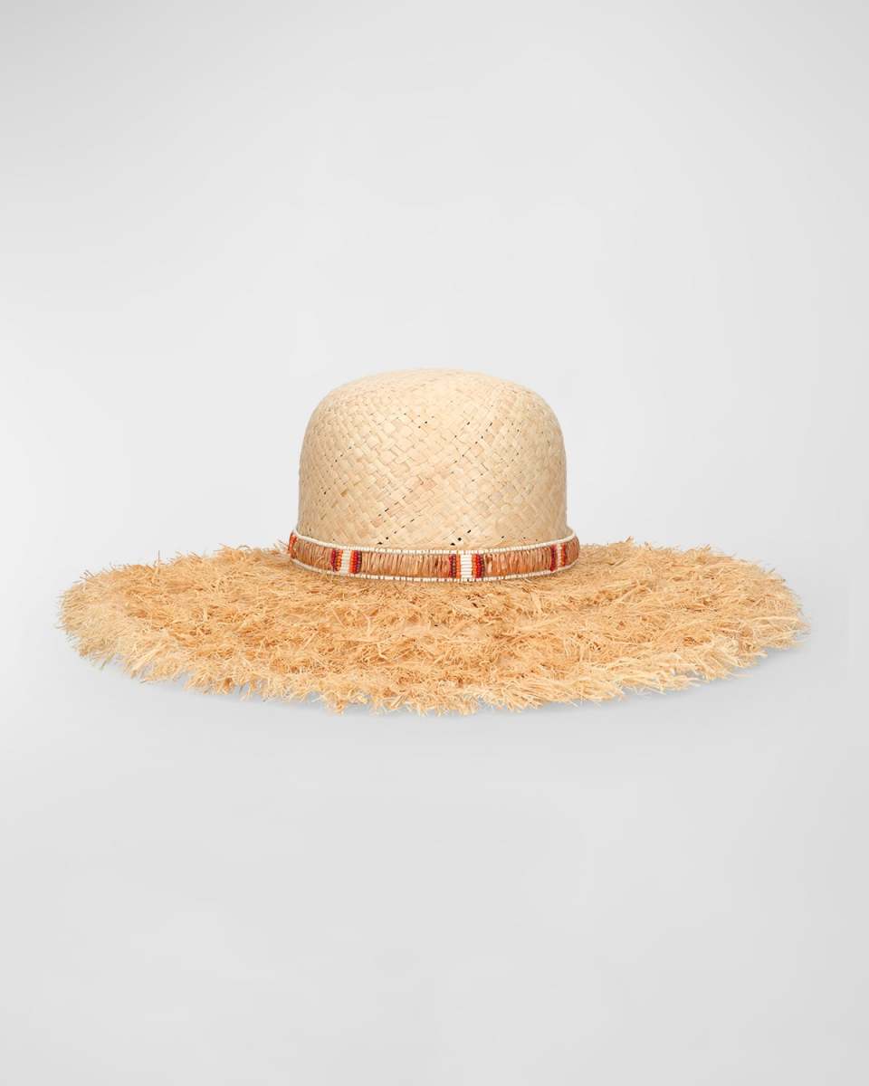 Violet Beaded Large-Brim Hat