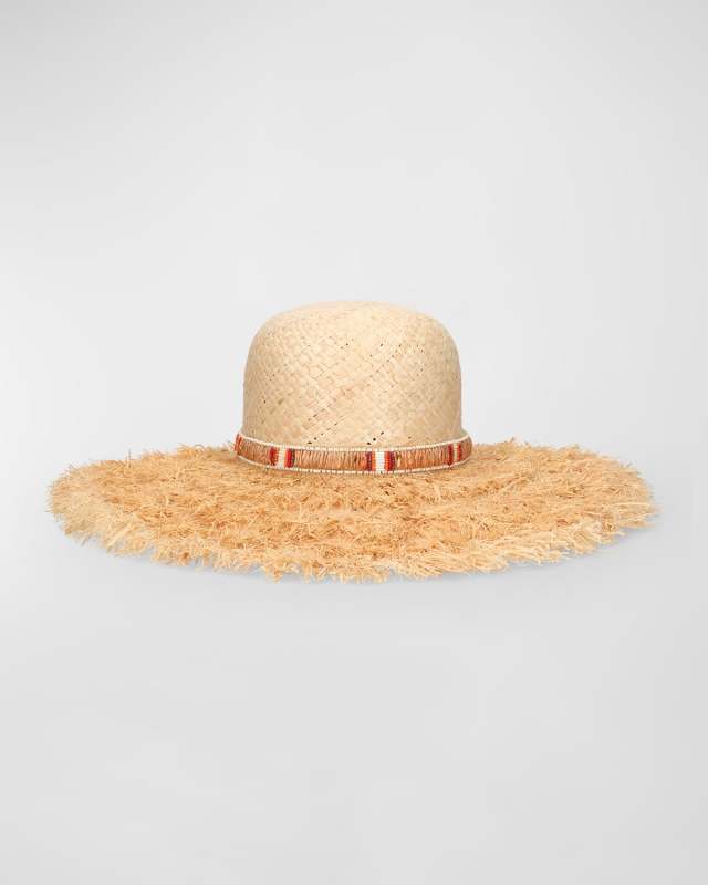 Violet Beaded Large-Brim Hat
