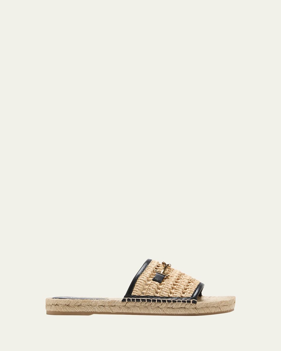 Raffia T-Ring Slide Espadrilles