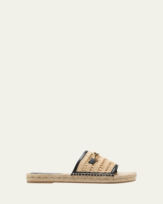 Raffia T-Ring Slide Espadrilles