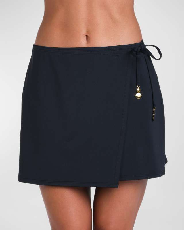 Solid Wrap Mini Skirt Coverup