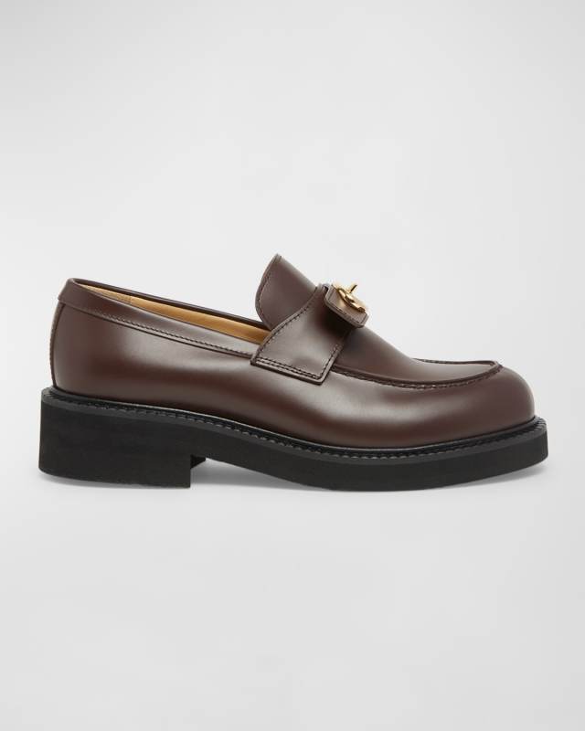 VLogo Medallion Leather Slip-on Loafers