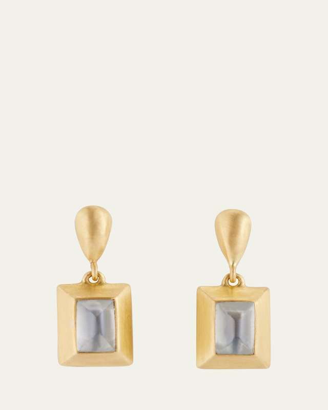 22K Mango Moonstone Sugarloaf Capsa Dangle Earrings
