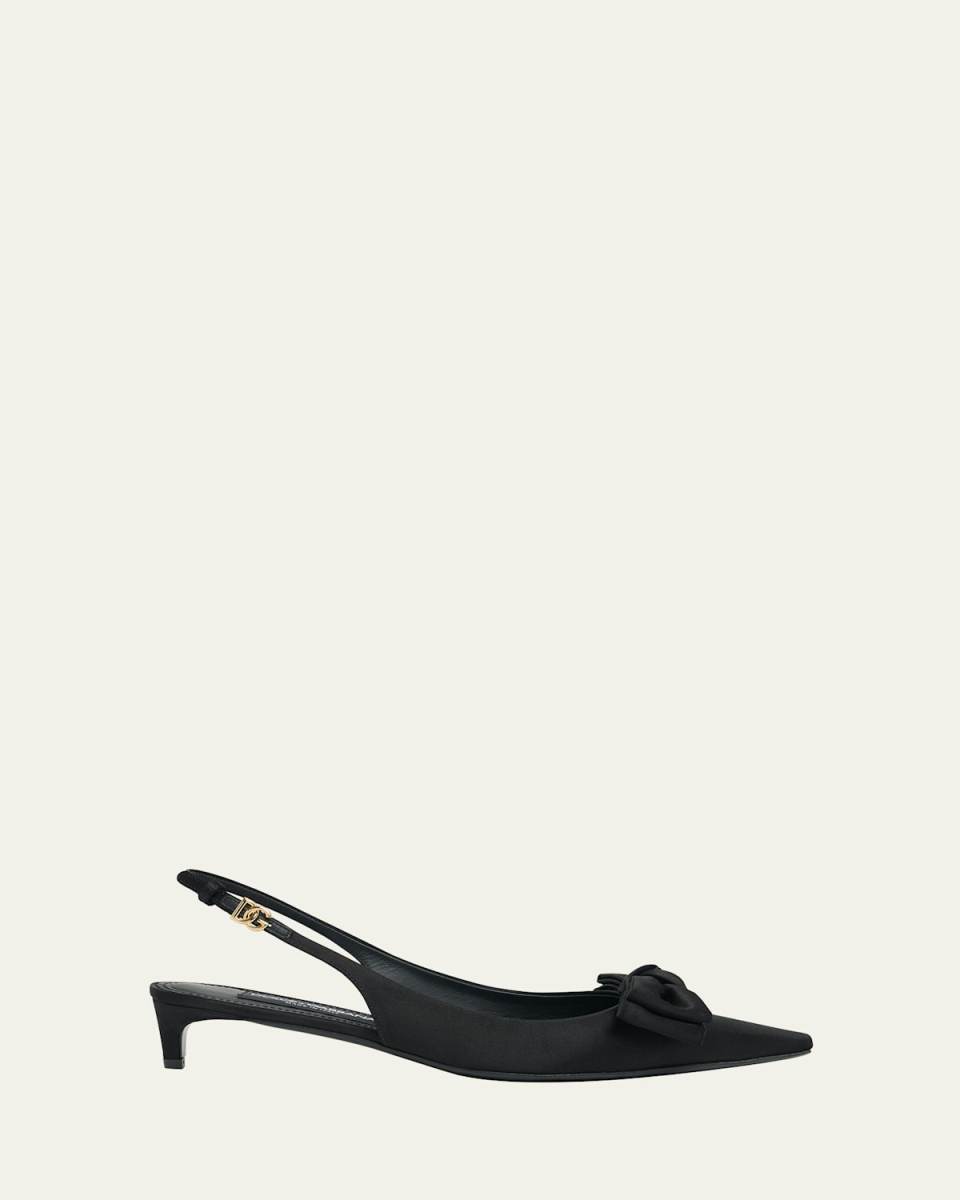 Silk Bow Kitten Slingback Pumps