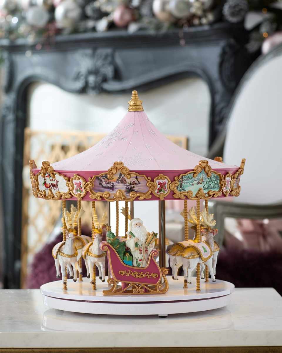 Pink Swarovski Crystal Snowflake Carousel