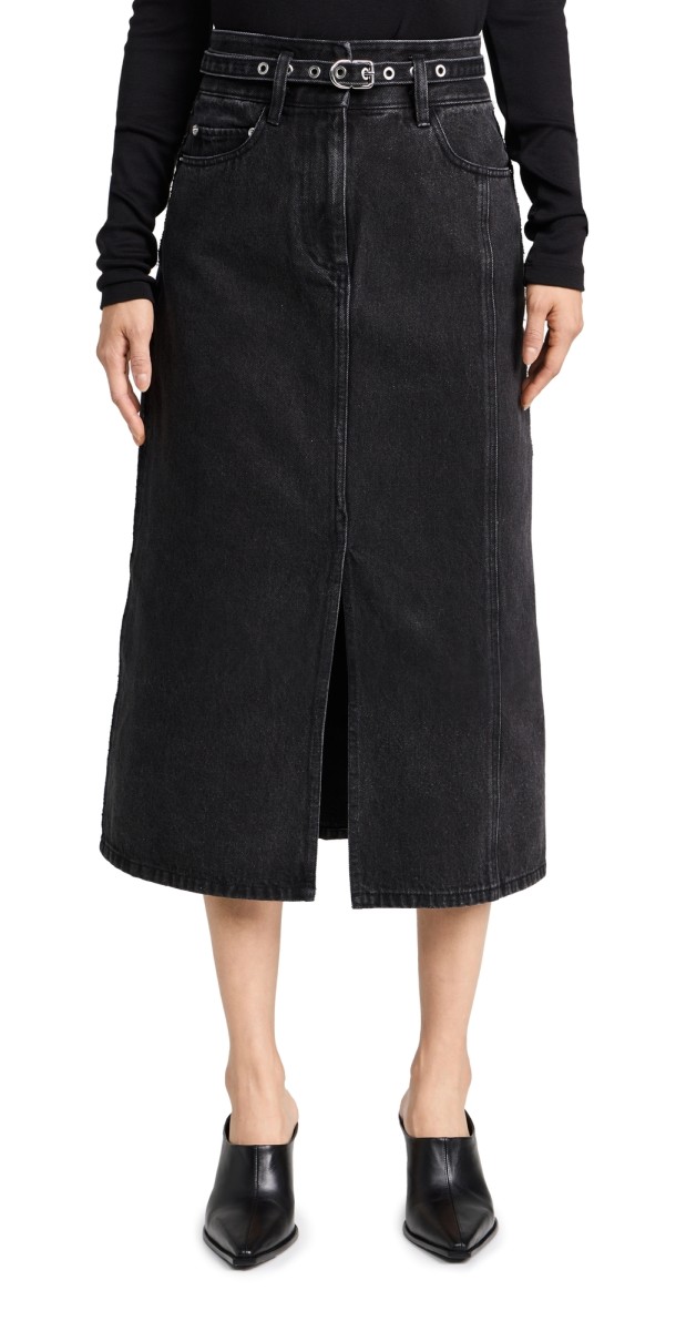 3.1 Phillip Lim Denim A-Line Skirt Washed Black