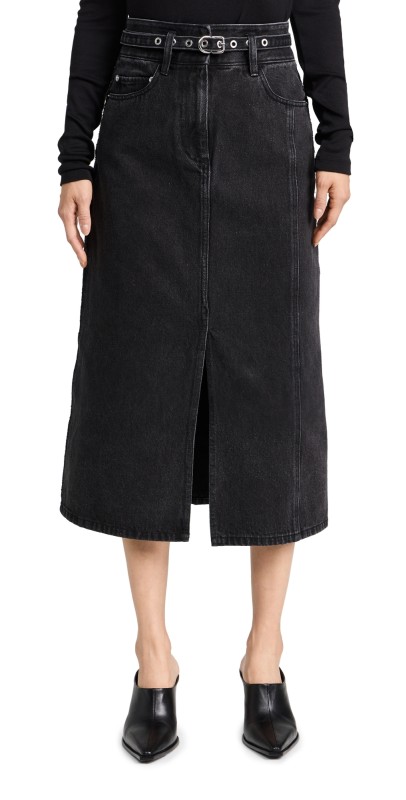 3.1 Phillip Lim Denim A-Line Skirt Washed Black
