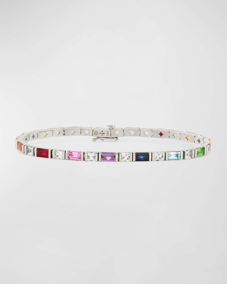 Rainbow Gemstones 14K Bar-Set Tennis Bracelet
