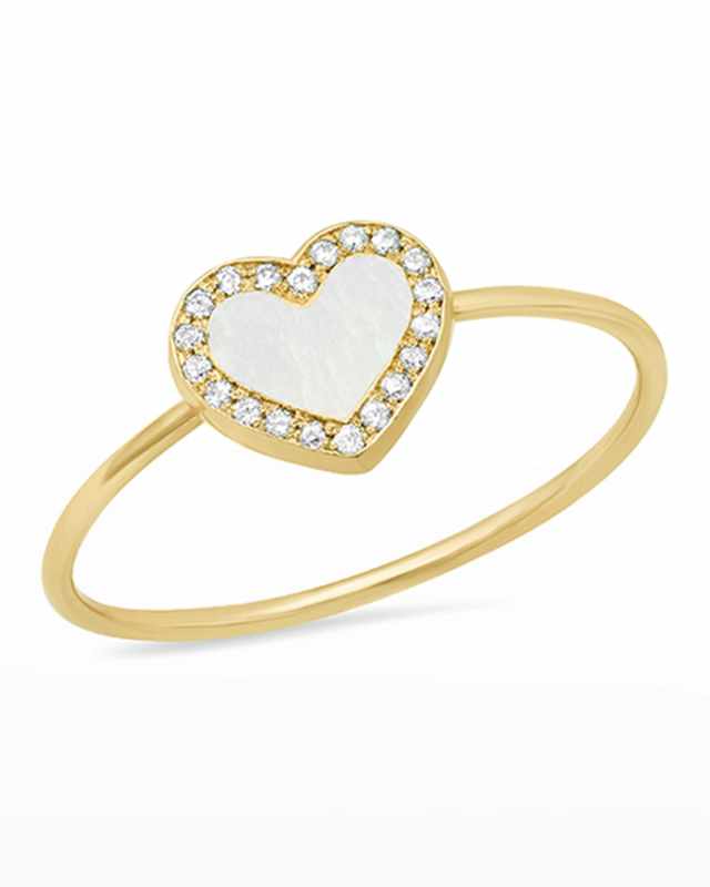 18k Gold Diamond Heart Ring, Size