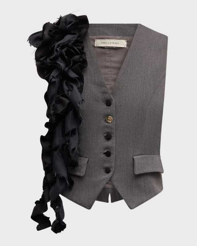 Paco Ruffle Single-Breasted Vest