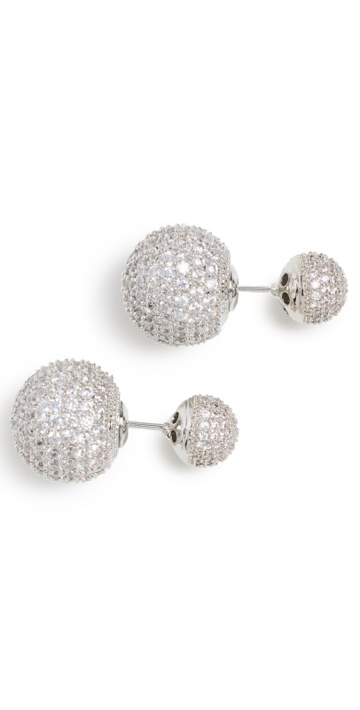 SHASHI Double Ball Pave Earrings White Gold