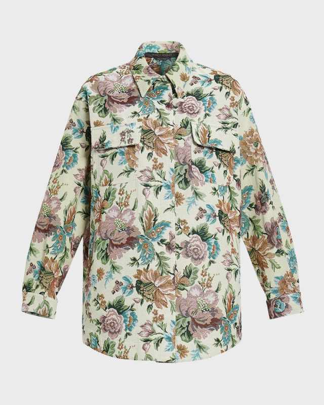 Plus Size Canapa Floral Jacquard Jacket