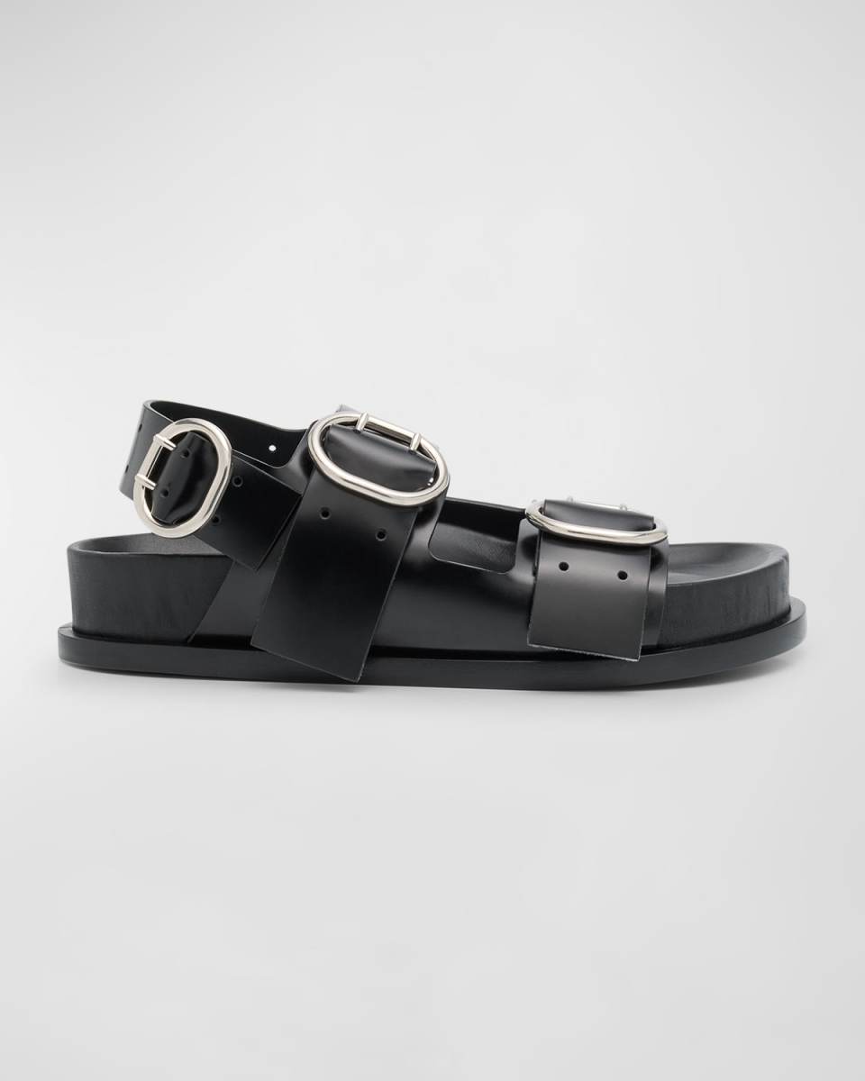 Leather Dual-Buckle Sporty Sandals