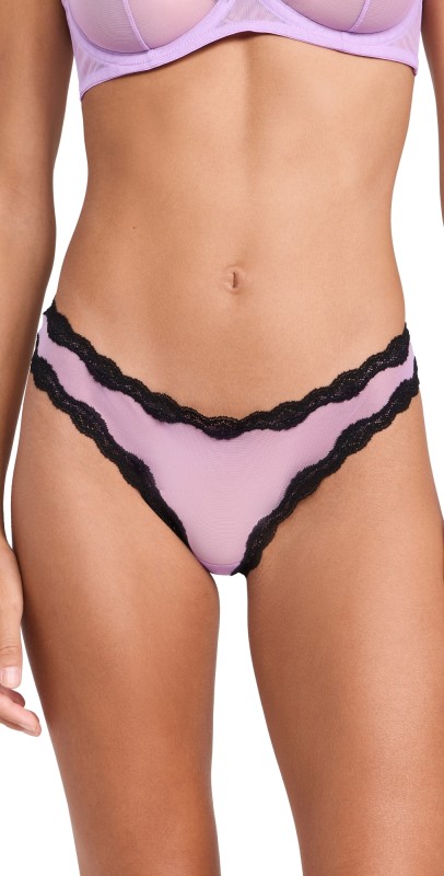 Fleur du Mal Sheer Tulle Thong Spring Lavender