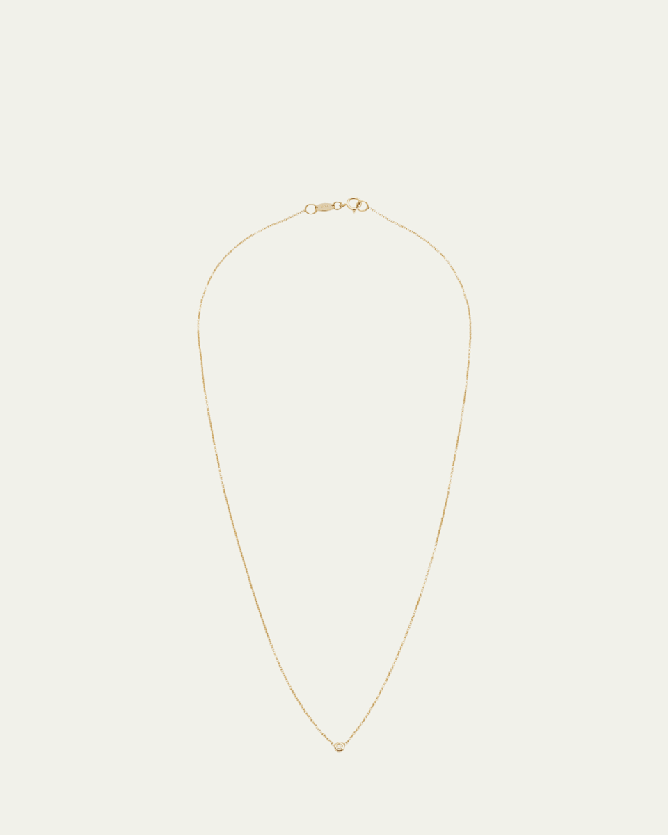 14K Gold Mini Bezel Diamond 0.03ct Necklace