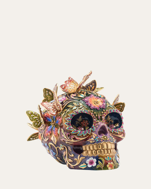 Skull with Butterflies Figurine